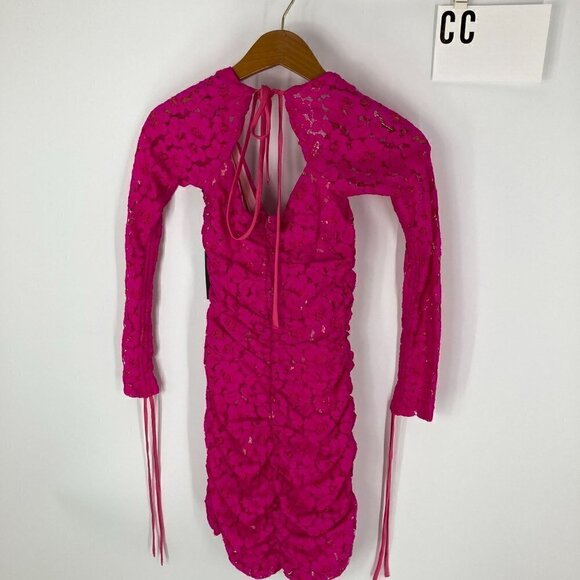 NWT Revolve h:ours pink lace ruched dress Francin bodycon style sz S Bar… - Picture 8 of 8